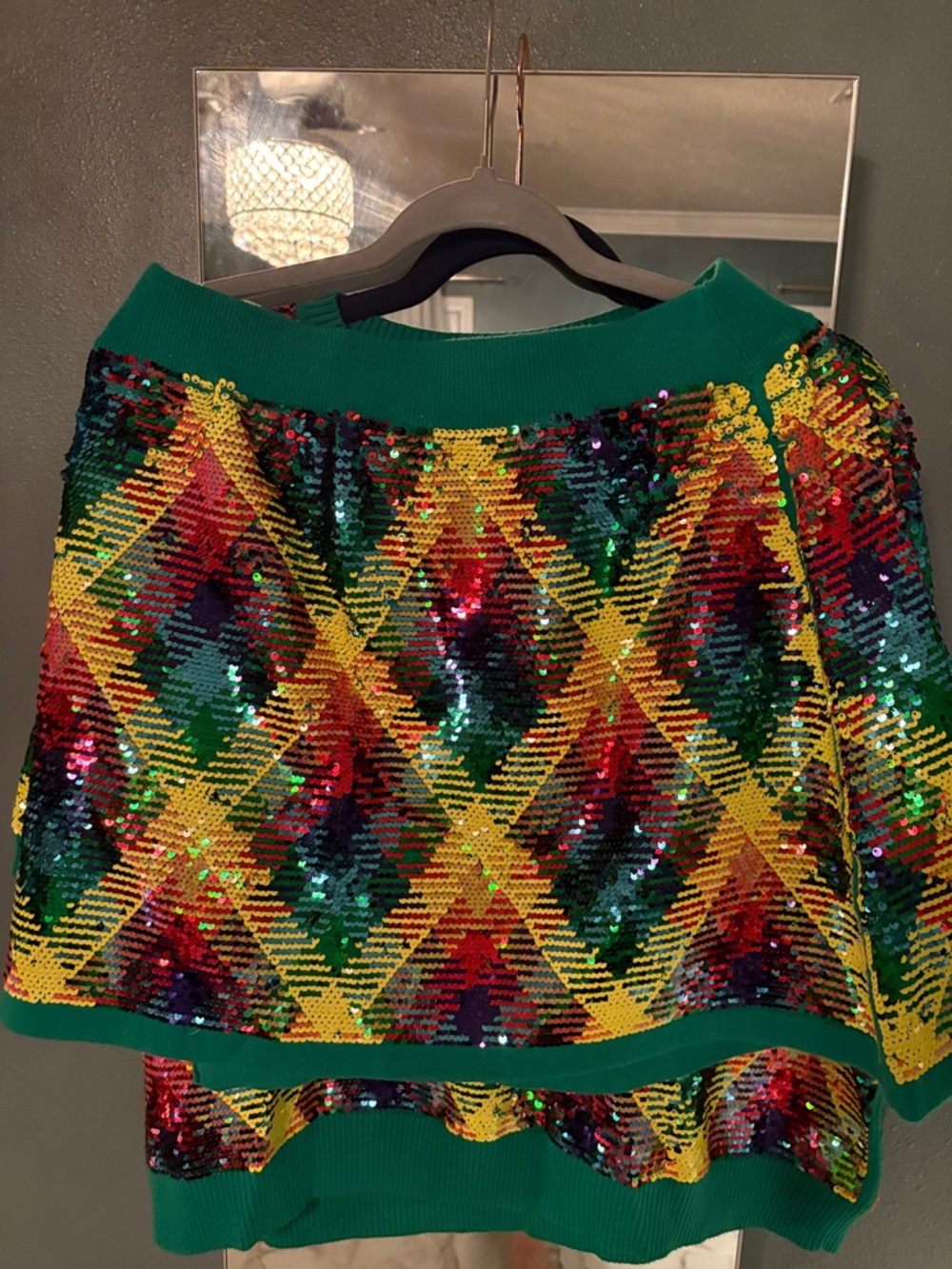 QUEEN OF SPARKLES Multicolor Sequin Knit Top and Skirt Set - Picture 4 of 4